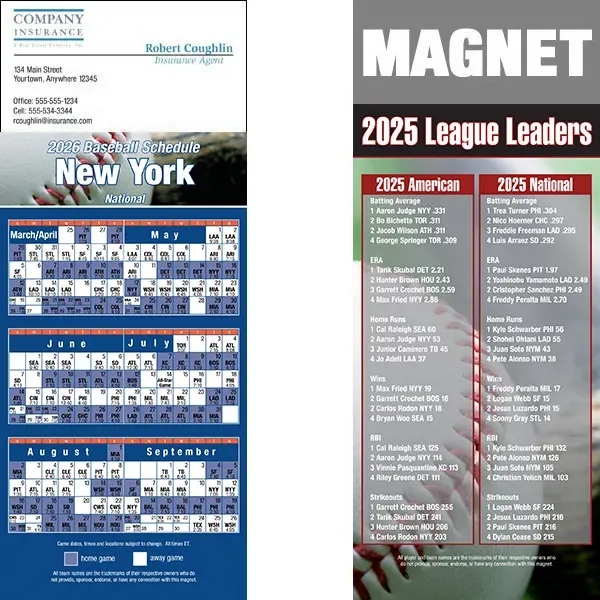 Full color pro baseball schedule strip magnets.... from ASI 46719 Corner Lot Marketing Inc / CLMPromotions