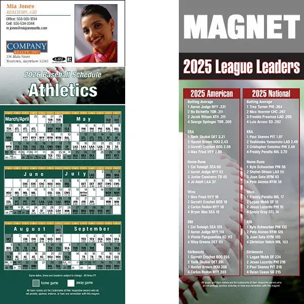 Full color pro baseball schedule strip magnets.... from ASI 46719 Corner Lot Marketing Inc / CLMPromotions