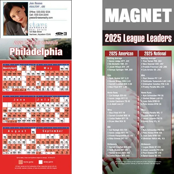 Full color pro baseball schedule strip magnets.... from ASI 46719 Corner Lot Marketing Inc / CLMPromotions