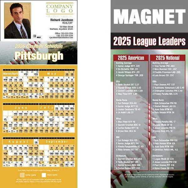 Full color pro baseball schedule strip magnets.... from ASI 46719 Corner Lot Marketing Inc / CLMPromotions