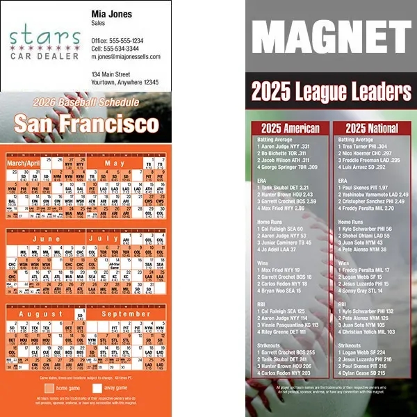 Full color pro baseball schedule strip magnets.... from ASI 46719 Corner Lot Marketing Inc / CLMPromotions