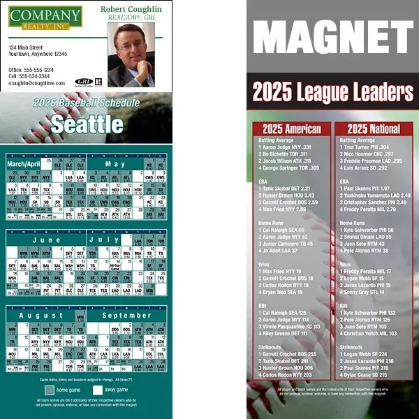 Full color pro baseball schedule strip magnets.... from ASI 46719 Corner Lot Marketing Inc / CLMPromotions