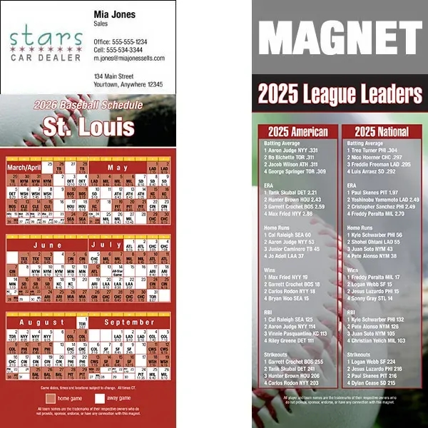 Full color pro baseball schedule strip magnets.... from ASI 46719 Corner Lot Marketing Inc / CLMPromotions