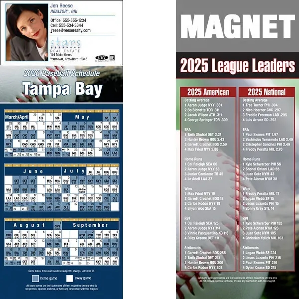 Full color pro baseball schedule strip magnets.... from ASI 46719 Corner Lot Marketing Inc / CLMPromotions
