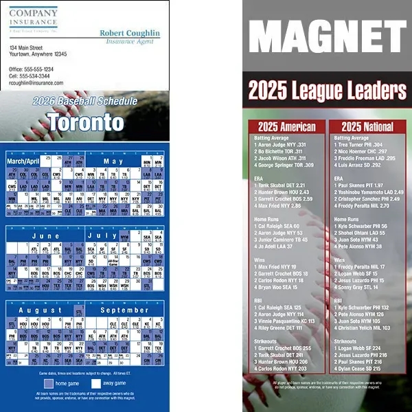 Full color pro baseball schedule strip magnets.... from ASI 46719 Corner Lot Marketing Inc / CLMPromotions