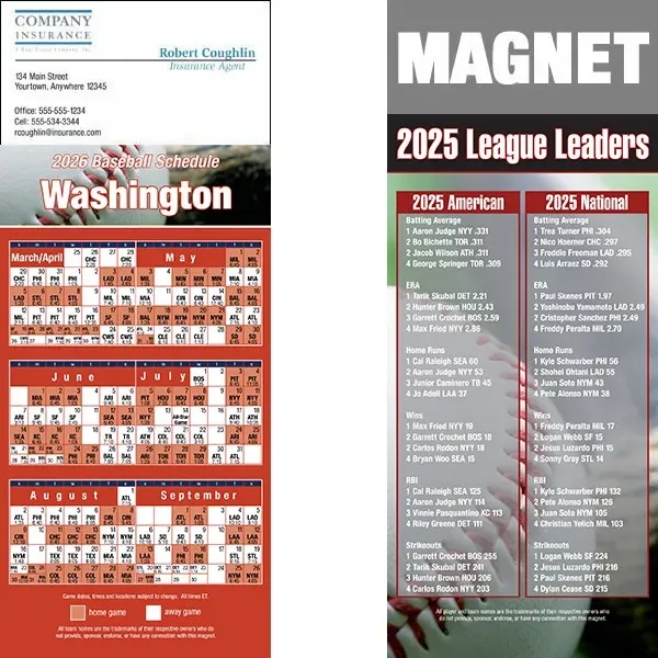 Full color pro baseball schedule strip magnets.... from ASI 46719 Corner Lot Marketing Inc / CLMPromotions