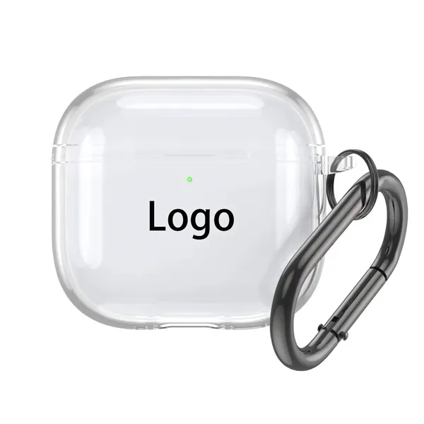 Transparent TPU earbud case with carabiner plus full color UV imprint... from ASI 37218 Athena Promo (tm)