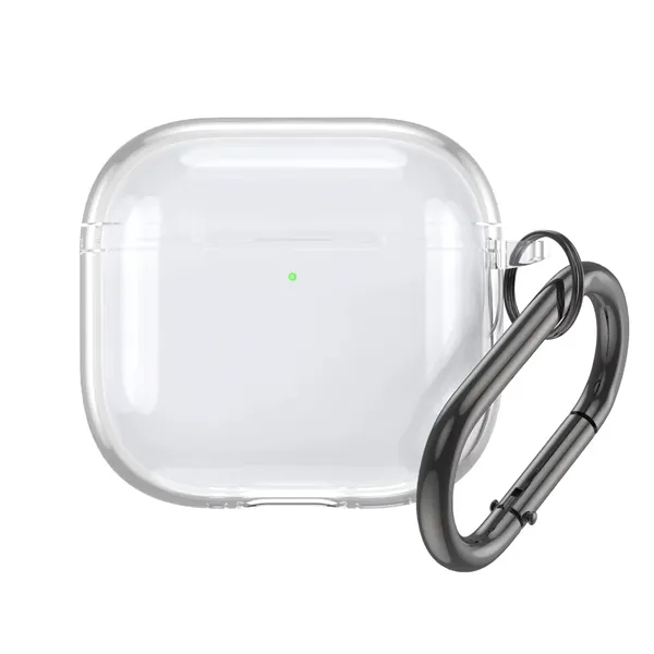 Transparent TPU earbud case with carabiner plus full color UV imprint... from ASI 37218 Athena Promo (tm)
