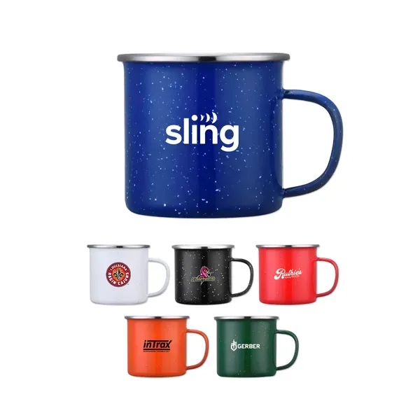 16 oz. enamel coated iron camping mug with stainless steel rim... from ASI 98360 WOWLine / WOWLine®