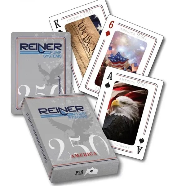 Celebrate America's 250 Semiquincentennial Anniversary with this special edition playing card... from ASI 56080 Playing Cards On Demand