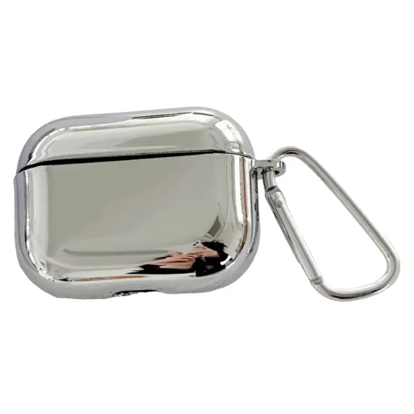 Silver TPU earbud case with carabiner plus full color UV imprint... from ASI 37218 Athena Promo (tm)