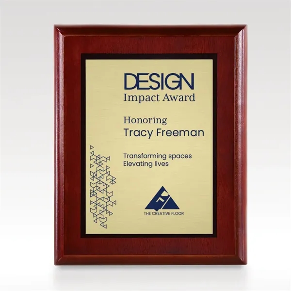 Plaque that features a finished cherry wood panel, a keyhole back... from ASI 93986 Visions/Awardcraft / Visions Awards