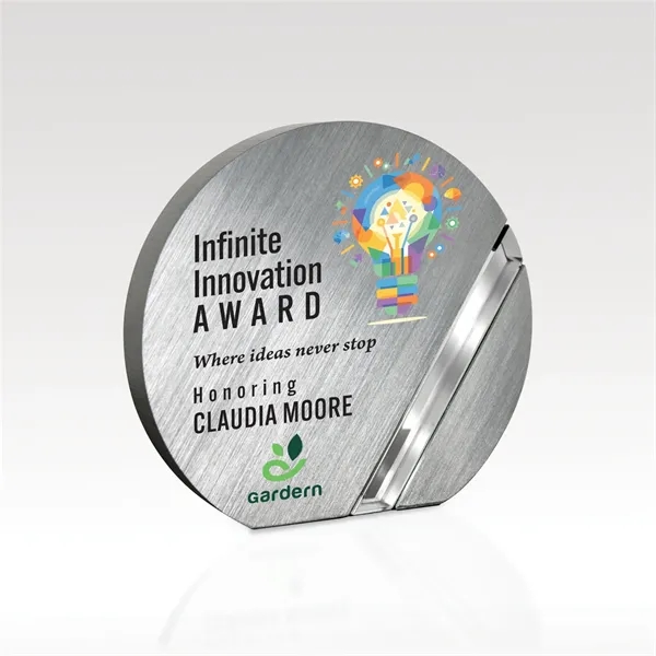 Bristol award made of silver aluminum with clear optical crystal.... from ASI 93986 Visions/Awardcraft / Visions Awards