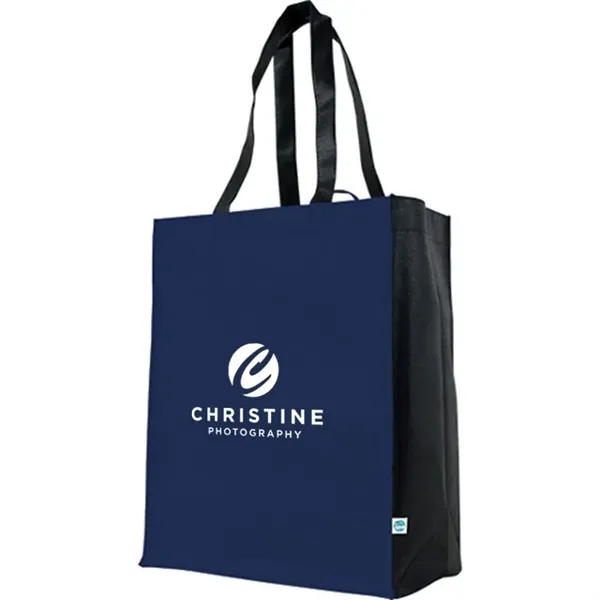 Recyclable gusset tote with large imprint area, ideal for promotional retail... from ASI 67557 LimeLight Ent