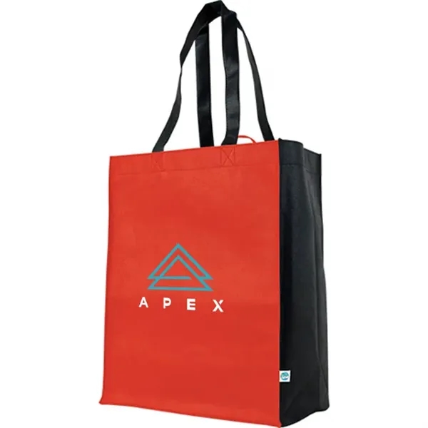 Recyclable gusset tote with large imprint area, ideal for promotional retail... from ASI 67557 LimeLight Ent