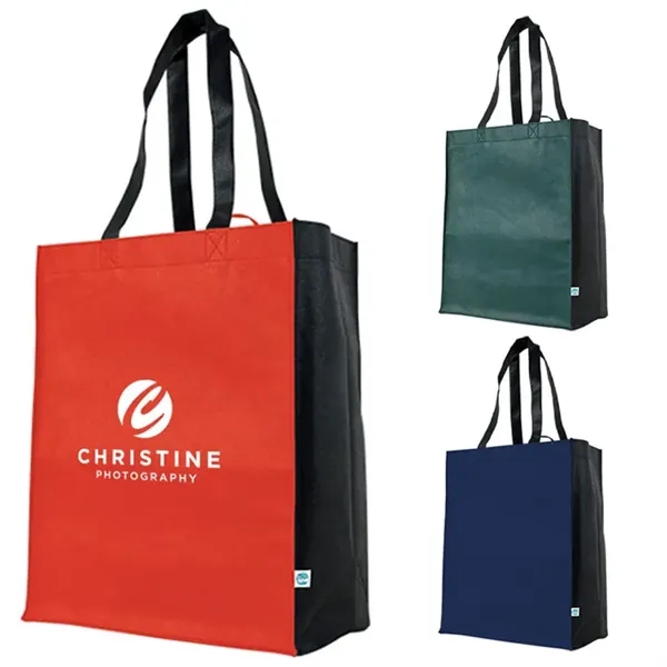Recyclable gusset tote with large imprint area, ideal for promotional retail... from ASI 67557 LimeLight Ent