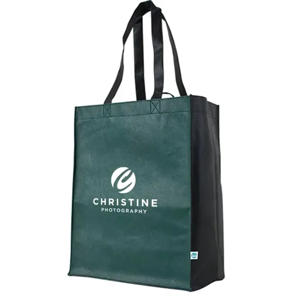 Recyclable gusset tote with large imprint area, ideal for promotional retail... from ASI 67557 LimeLight Ent