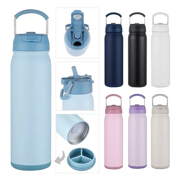 24 oz Top Carry Vacuum Bottle with Twist-Bottom Compartment... from ASI 31517 Admart Products