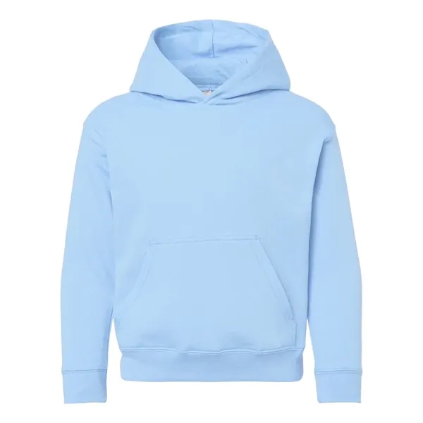 Youth pullover hooded sweatshirt made of 60/40 cotton/polyester fleece with coverstitched... from ASI 84358 S&S Activewear