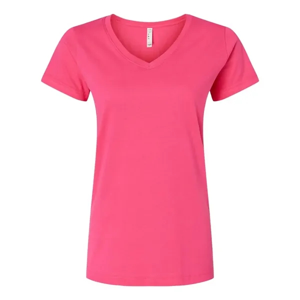 Women's fine jersey longer length V-neck T-shirt. Blank product.... from ASI 84358 S&S Activewear