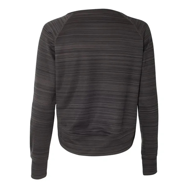 Women's striped polyester fleece crewneck sweatshirt with a high front hem... from ASI 84358 S&S Activewear