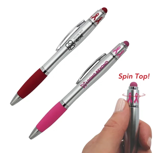 Ribbon Spin Top Pen with Stylus... from ASI 30270 Aakron Line