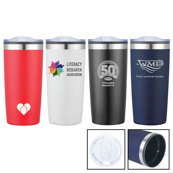 20-oz. double walled stainless steel and polypropylene tumbler with clear slide... from ASI 57655 STOPNGO Line