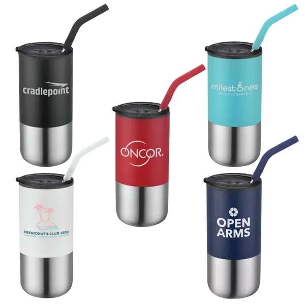 18 oz. stainless steel travel tumbler with straw and lid.... from ASI 57655 STOPNGO Line