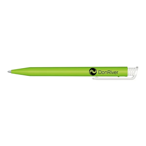 Plunger action ballpoint pen with matte barrel, pocket clip; made of... from ASI 68507 The Magnet Group / Castelli