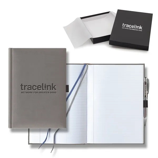 7" x 9 11/16" polyurethane journal gift set with a pen... from ASI 68507 The Magnet Group / Castelli