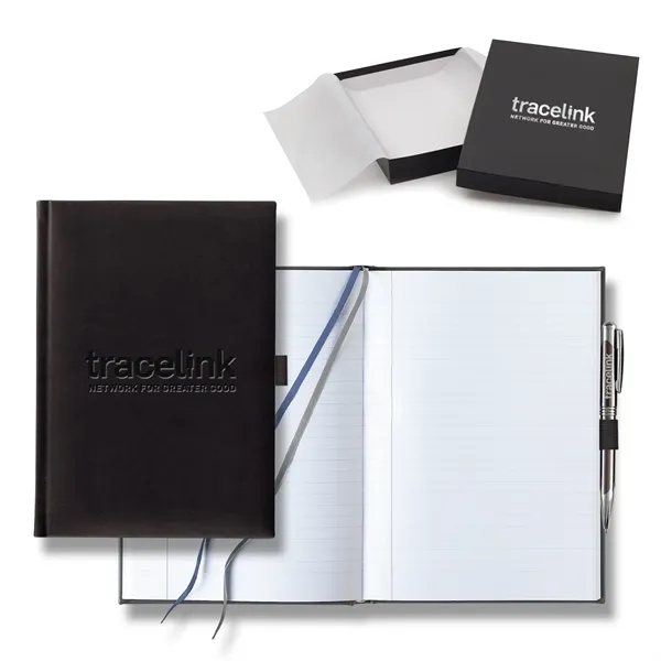 7" x 9 11/16" polyurethane journal gift set with a pen... from ASI 68507 The Magnet Group / Castelli