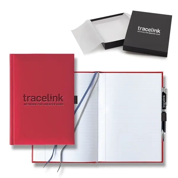 7" x 9 11/16" polyurethane journal gift set with a pen... from ASI 68507 The Magnet Group / Castelli