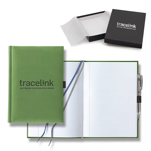 7" x 9 11/16" polyurethane journal gift set with a pen... from ASI 68507 The Magnet Group / Castelli