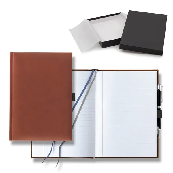 7" x 9 11/16" polyurethane journal gift set with a pen... from ASI 68507 The Magnet Group / Castelli