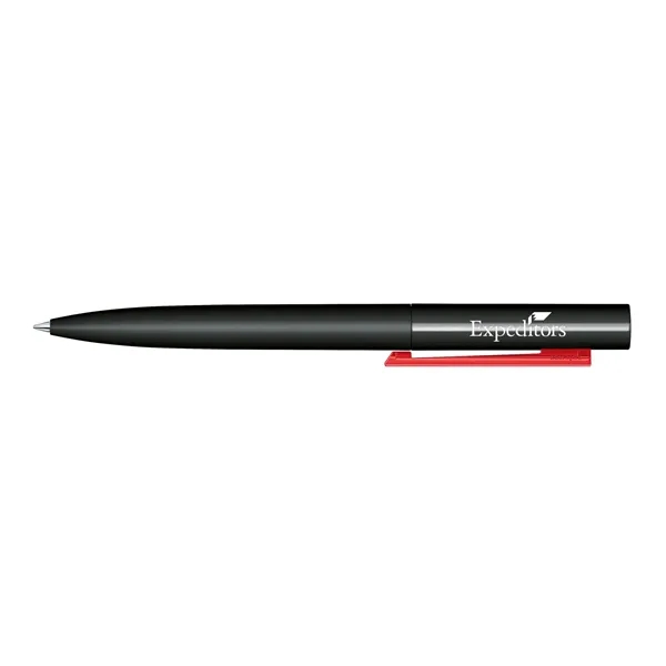 Plastic twist-action ballpoint pen with polished barrel, clear pocket clip and... from ASI 68507 The Magnet Group / Castelli