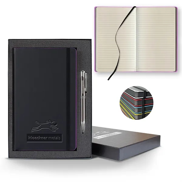 Black Laser Medio Lined Ivory Page Journal Gift Set... from ASI 68507 The Magnet Group / Castelli