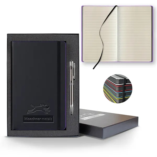 Black Laser Medio Lined Ivory Page Journal Gift Set... from ASI 68507 The Magnet Group / Castelli