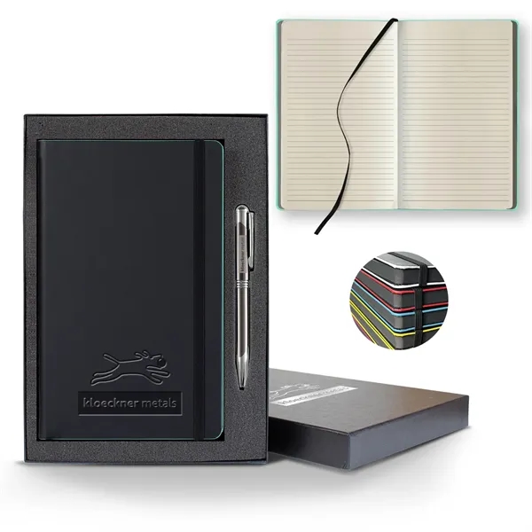 Black Laser Medio Lined Ivory Page Journal Gift Set... from ASI 68507 The Magnet Group / Castelli