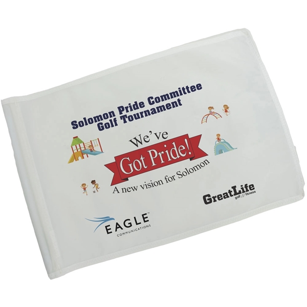 White golf flag measuring 21" x 13" for make the environment... from ASI 38120 Ball Pro / Diversified Quality Kitchenware
