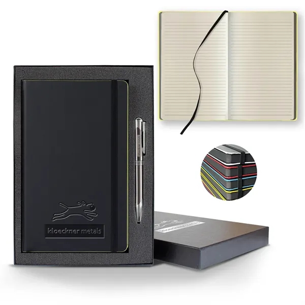 Black Laser Medio Lined Ivory Page Journal Gift Set... from ASI 68507 The Magnet Group / Castelli