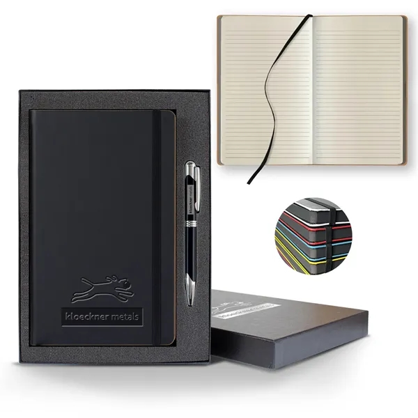 Black Laser Medio Lined Ivory Page Journal Gift Set... from ASI 68507 The Magnet Group / Castelli