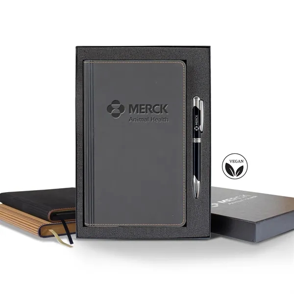 Vegan ECO Medio Lined Ivory Page Journal Gift Set... from ASI 68507 The Magnet Group / Castelli