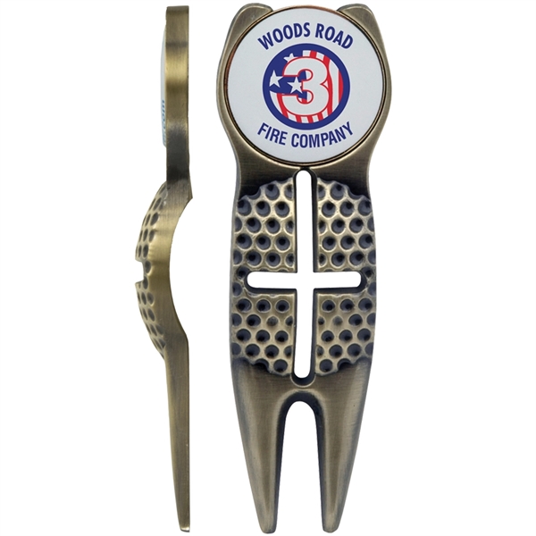 Crosshairs golf divot tool with a ball line marking stencil and... from ASI 38120 Ball Pro / Diversified Quality Kitchenware