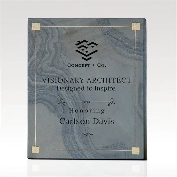 Multicolor slate plaque with golden accents, easel back and ring hanger.... from ASI 93986 Visions/Awardcraft / Visions Awards
