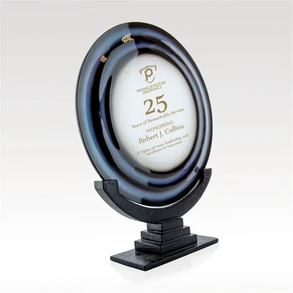 Award with deep blues accented by black edges, complemented by a... from ASI 93986 Visions/Awardcraft / Visions Awards