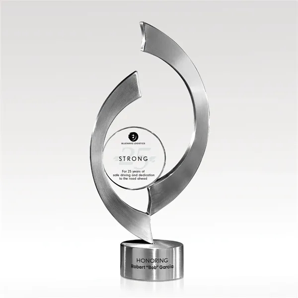 Brushed silver stainless steel award with a jade glass base.... from ASI 93986 Visions/Awardcraft / Visions Awards