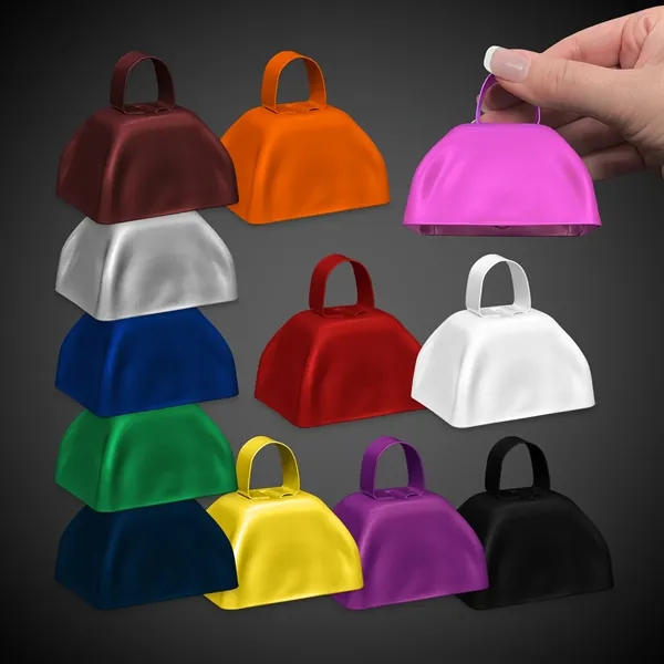 3" orange metal cowbell with loop handle.... from ASI 42016 Brighter Promotions Inc