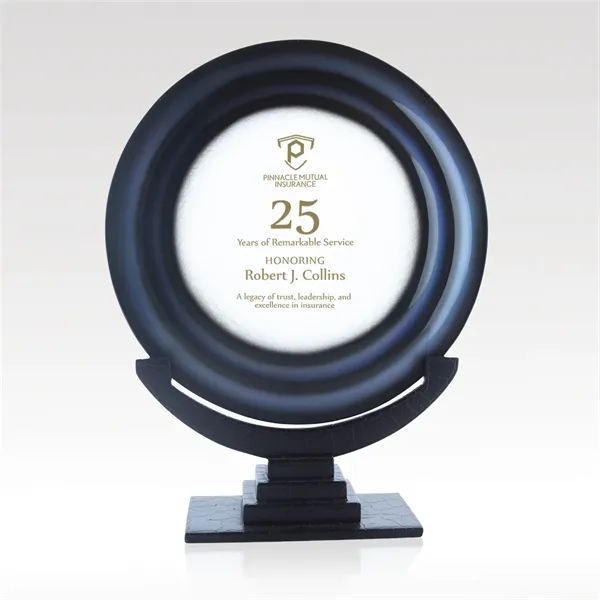 Award with deep blues accented by black edges, complemented by a... from ASI 93986 Visions/Awardcraft / Visions Awards
