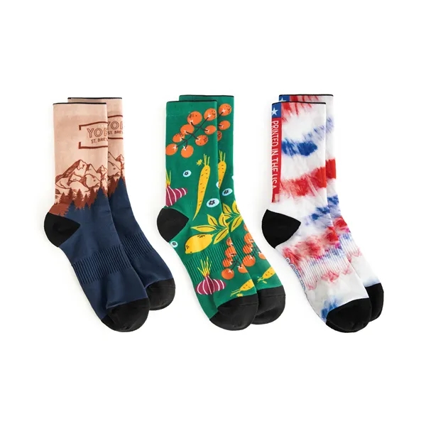 One Pair of Full-Color, One-Size-Fits-Most DTG Pique Socks, Same Design on... from ASI 45657 Pop! Promos