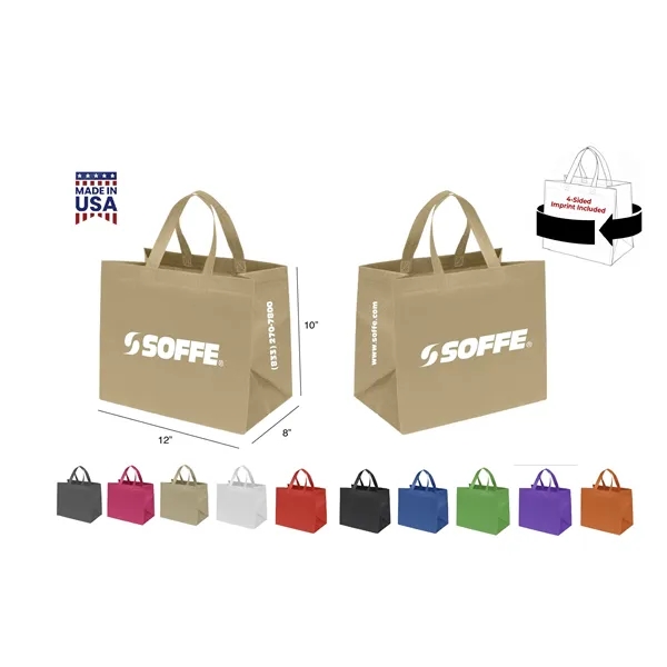 CUSTOM NON WOVEN TOTE - WRAP 4-SIDED PRINT INCLUDED... from ASI 30112 ACE Products